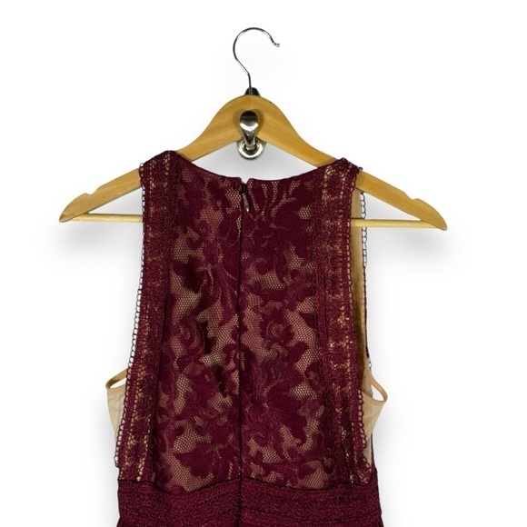Lulu's Forever & Always Lace Bodice Tulle Maxi Dress, Burgundy, Size Small - Picture 14 of 16